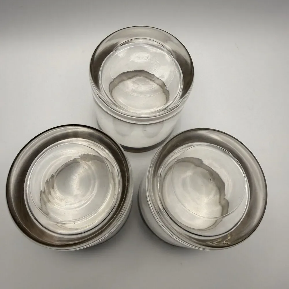Set 3 Vintage Mid Century Silver Rim Rocks Glasses Whiskey Cocktail Thorpe Style